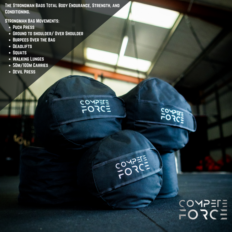 "Train like a pro with the Strongman Bag, featured at Turf Games and South West Regionals."